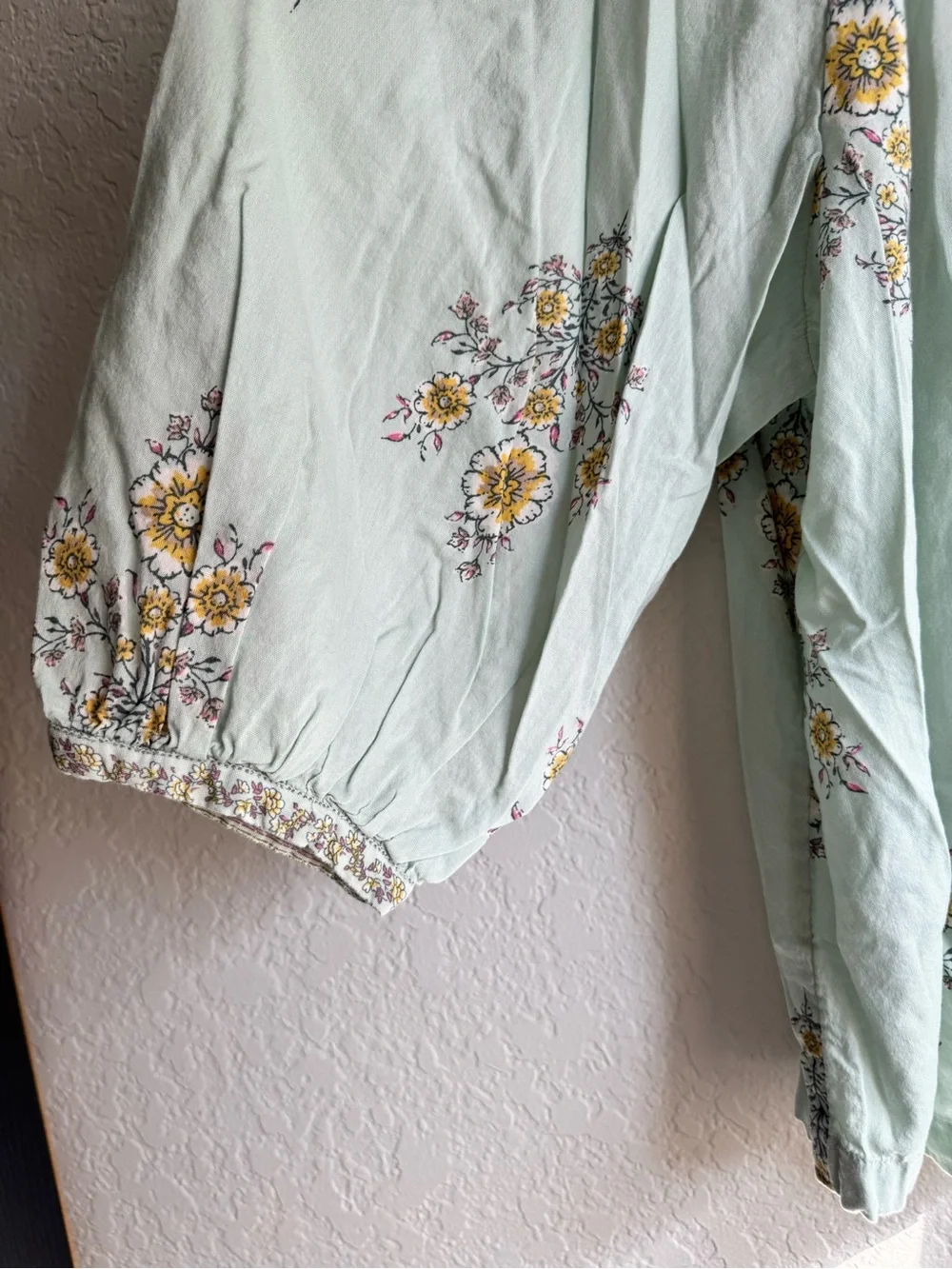 LC Lauren Conrad Mint Green Blouse with Yellow Floral Trim - Picture 3 of 6